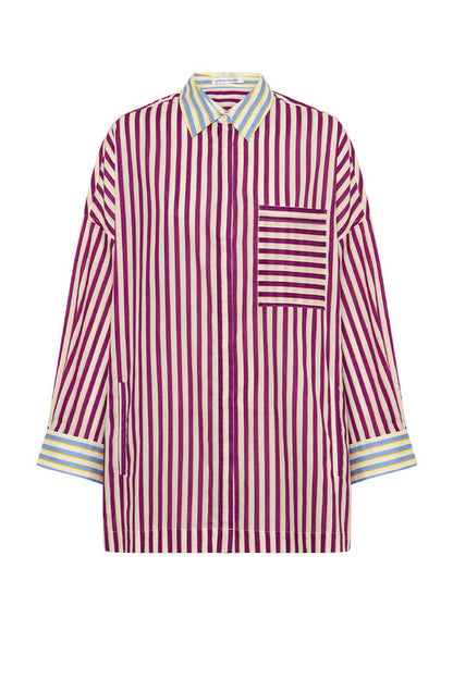 Oversized Shirt Grape Stripe