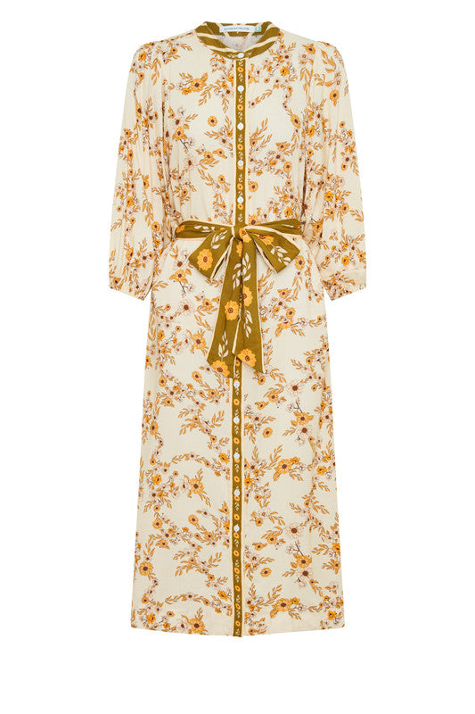 Vesta Drop Wait Midi Dress Cream