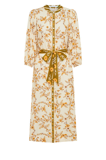 Vesta Drop Wait Midi Dress Cream