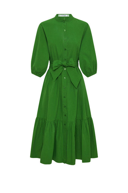 Dolman Midi Shirt Dress in Tourmaline Green