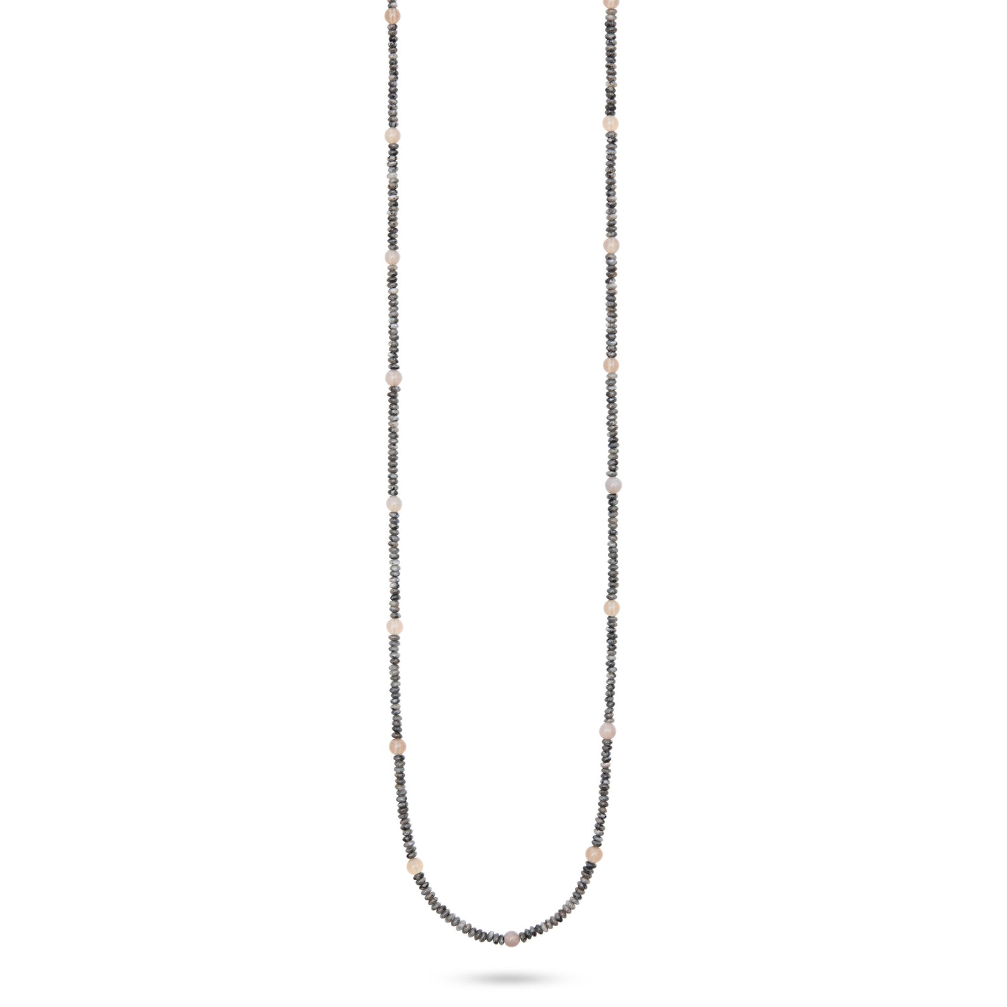 Long Beaded Necklace - Grey Agate