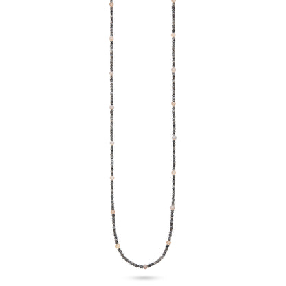 Long Beaded Necklace - Grey Agate