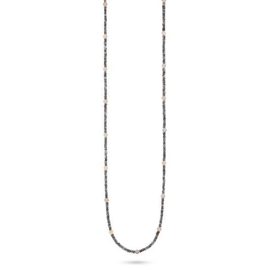 Long Beaded Necklace - Grey Agate