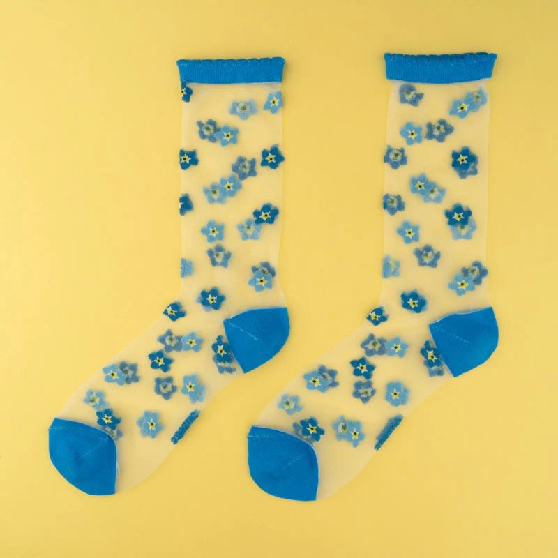 Forget Me Not Sheer Socks