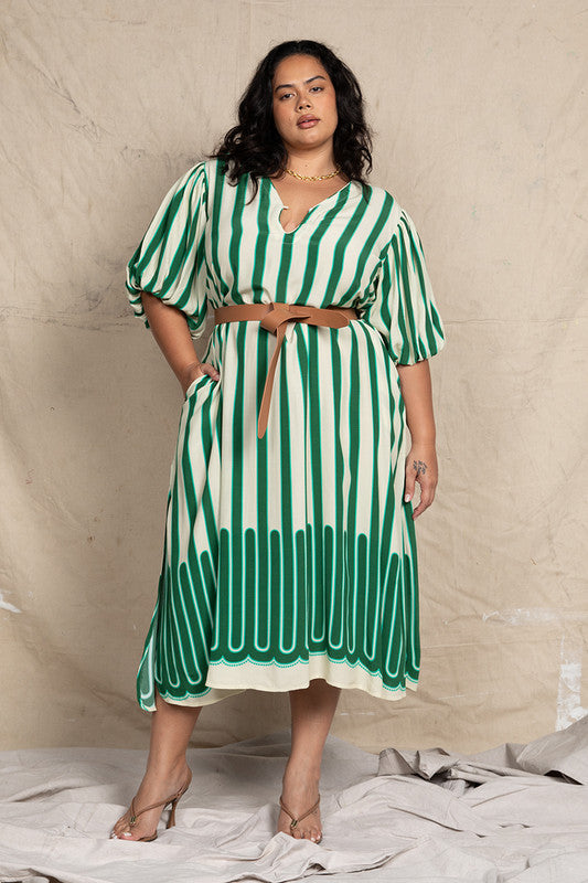 Puff Sleeve Gypsy Dress Stripe