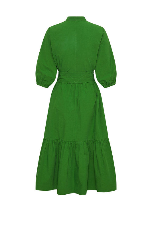 Dolman Midi Shirt Dress in Tourmaline Green
