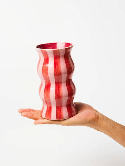 Palma Red Pink Stripe Vase