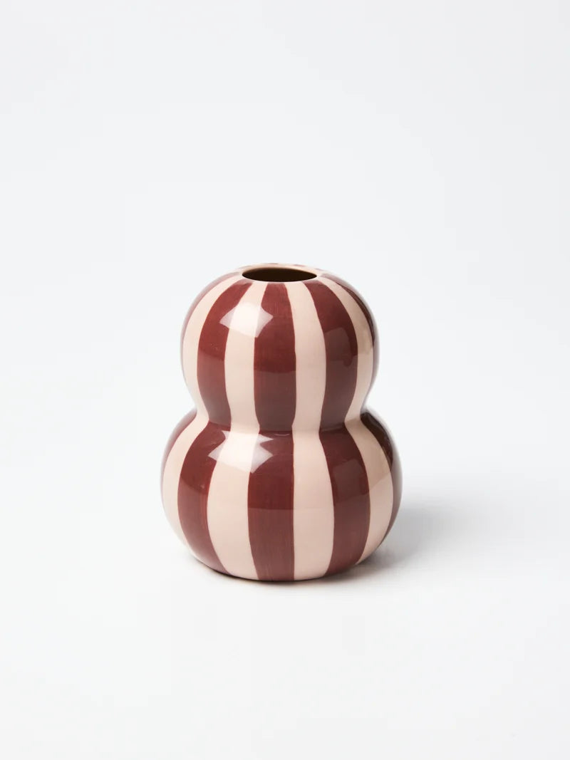 Fonda Vase Burgundy Pink Stripe