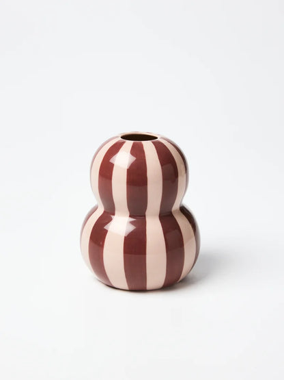 Fonda Vase Burgundy Pink Stripe