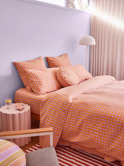 Kumquat Bloom Seersucker Quilt Cover