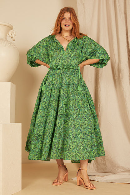 Paisley Ruffle Neck Maxi