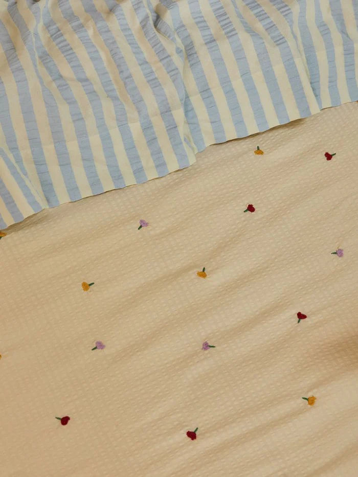 Forget Me Not Embroidered Quilt Cover