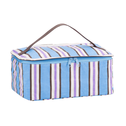 Toiletry Stash Bag Choc Blue Stripe