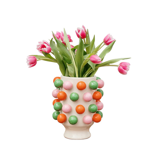 Small Bubble Vase ~ Pink, Green + Orange