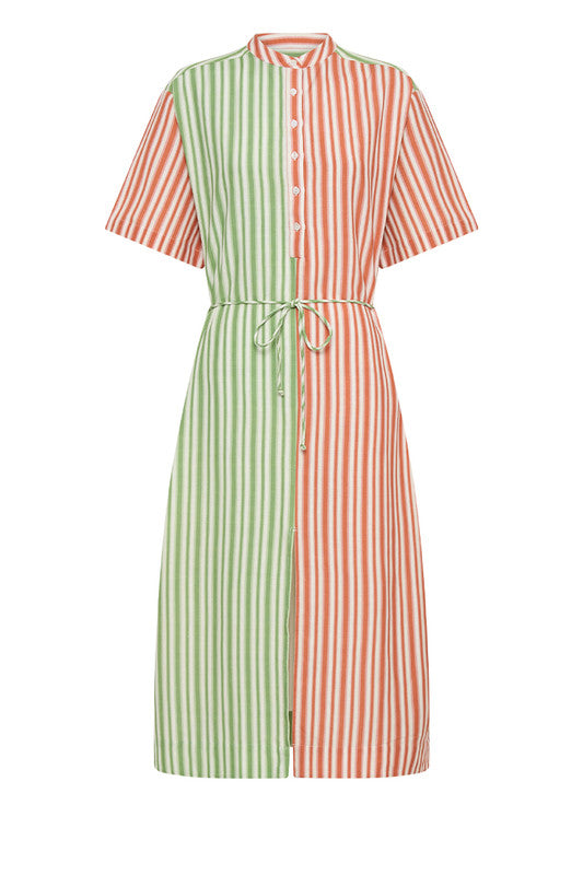 Stripe Pool Dress Mint Coral