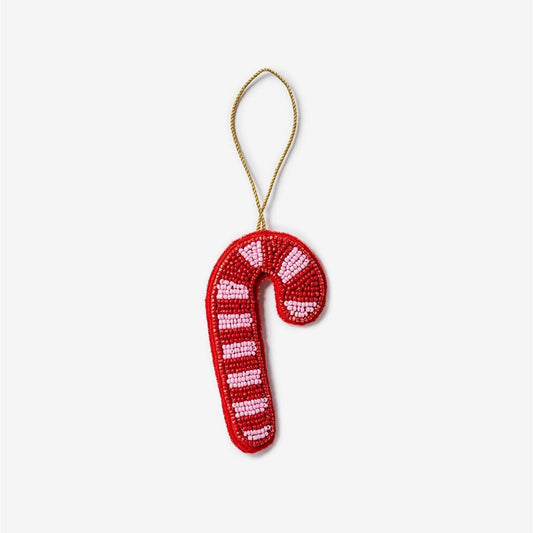 Candy Cane Pink Beaded Christmas Decoration