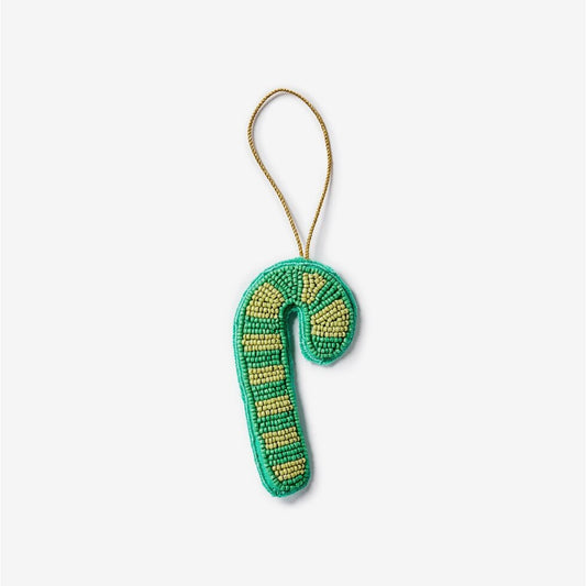 Candy Cane Green Beaded Christmas Decoration