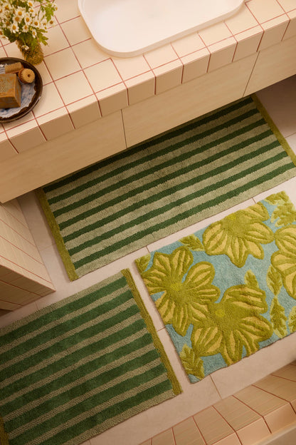 Stripe Khaki Long Bath Mat