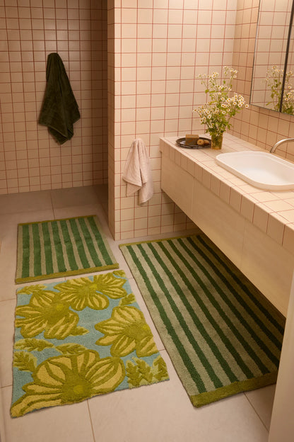Stripe Khaki Long Bath Mat