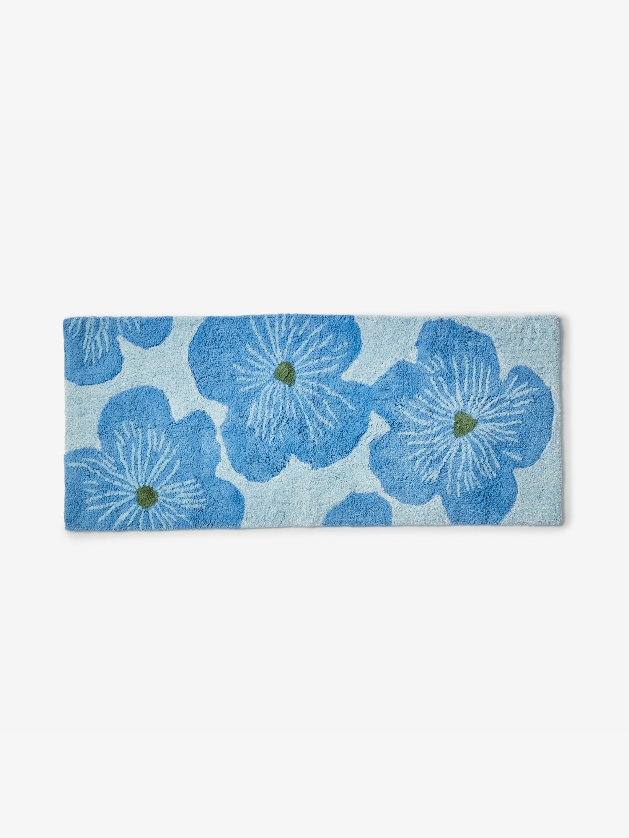 Blue Word Mat Jardin Blue Long Bath Mat – Wander + Laze