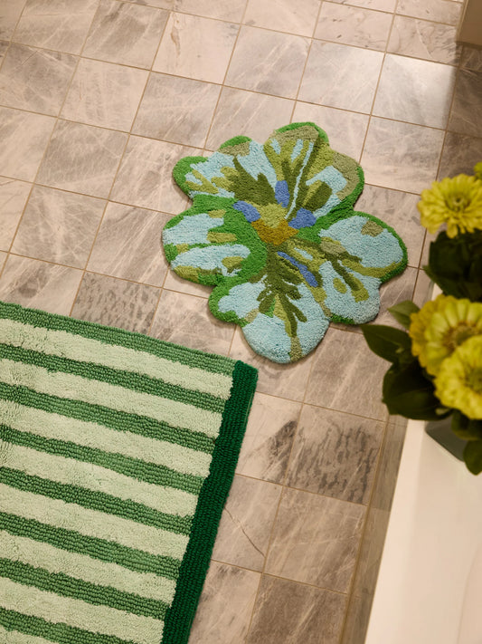 Stripe Reversible Green Long Bath Mat