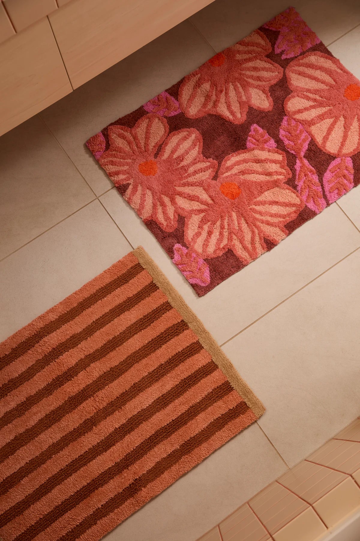 Stripe Terracotta Bath Mat