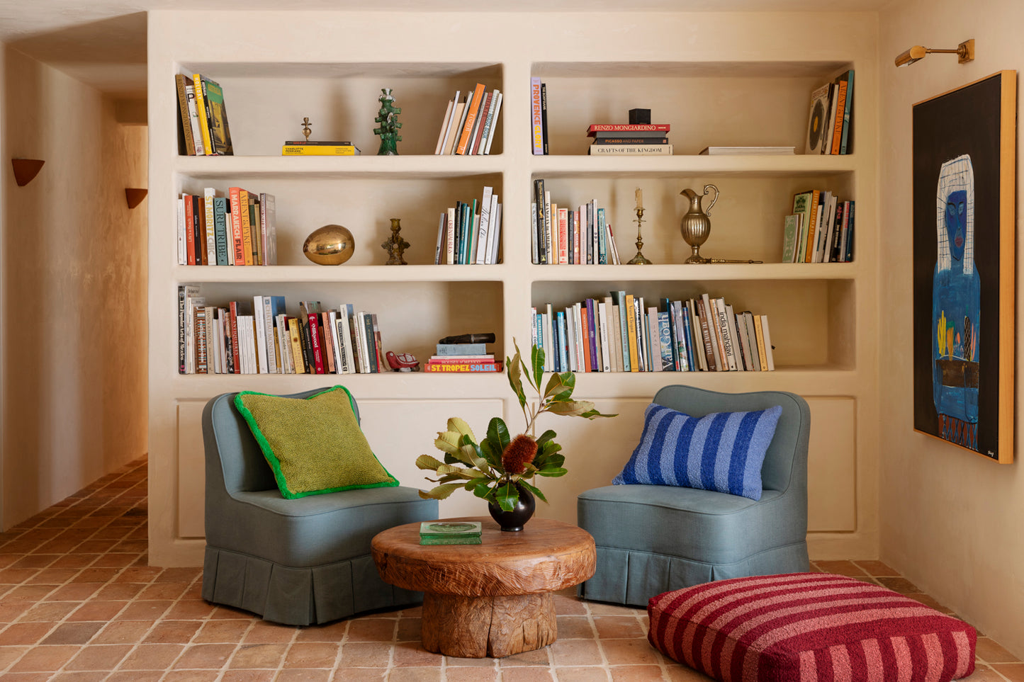 Boucle Stripe Mint Pouffe