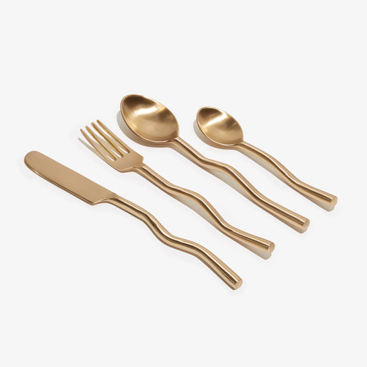 Wave Cutlery 4 pce set Solid Brass