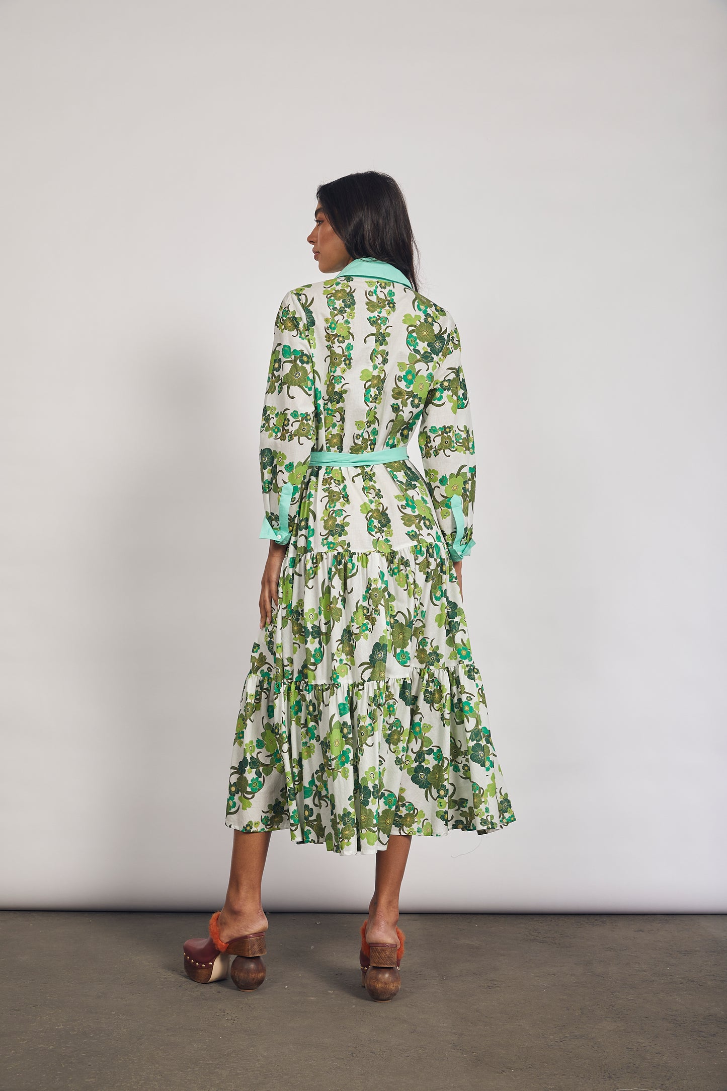 Jungle Tiered Floral Shirt Dress