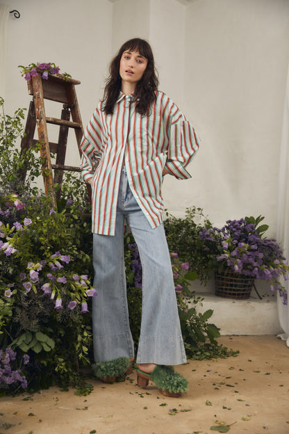 Oversized Shirt Skyline Stripe