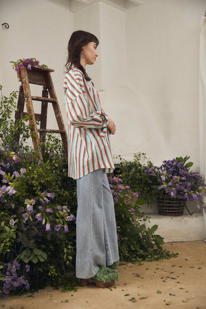 Oversized Shirt Skyline Stripe