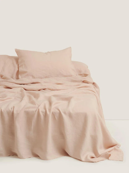 100% Linen Flat Sheet ~ Blush