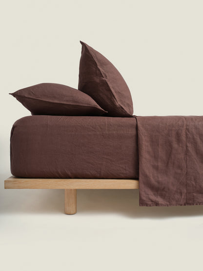 100% Linen Pillowcase Set of 2 Chocolate