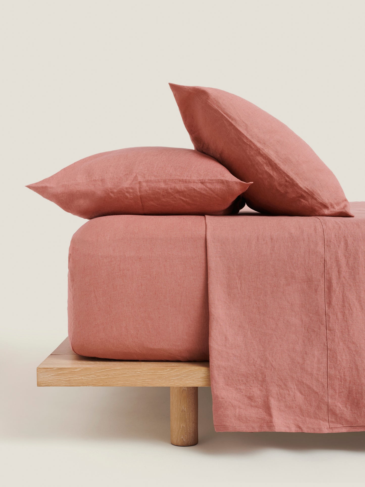 100% Linen Fitted Sheet ~ Vintage Pink