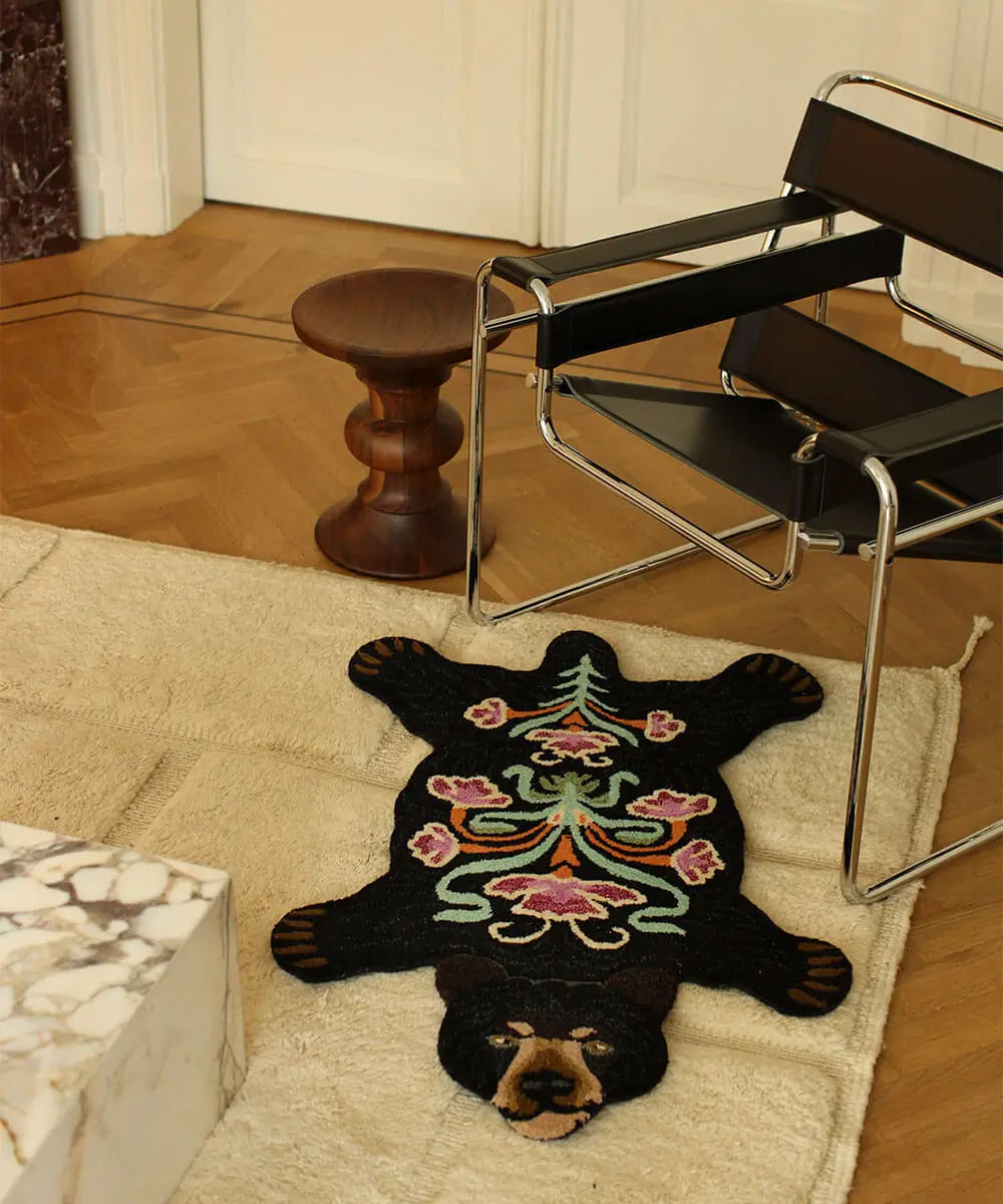 Blooming Black Bear Rug Small
