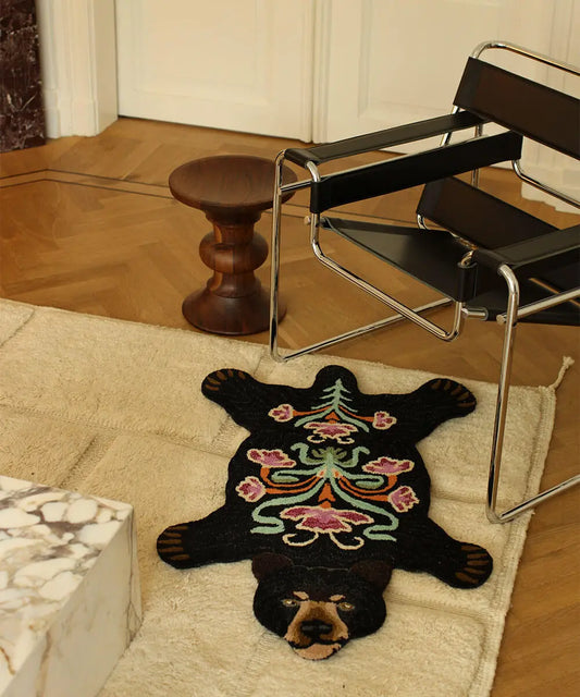 Blooming Black Bear Rug Small
