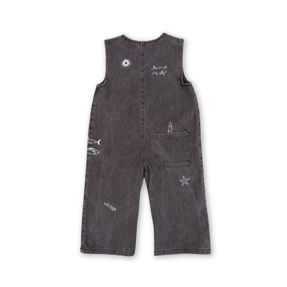 Fishy Business Denim Jumpsuit - Ash