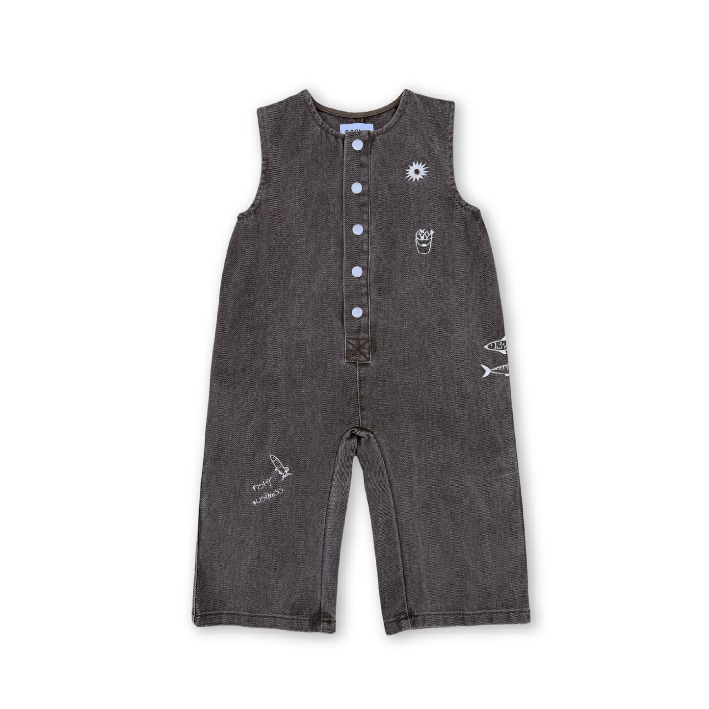 Fishy Business Denim Jumpsuit - Ash