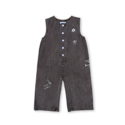 Fishy Business Denim Jumpsuit - Ash
