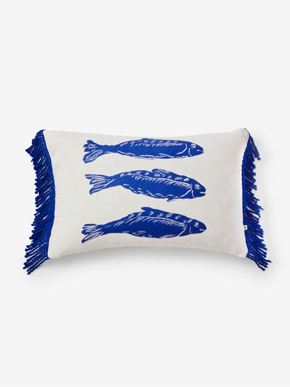 Sardines Blue Linen Cushion