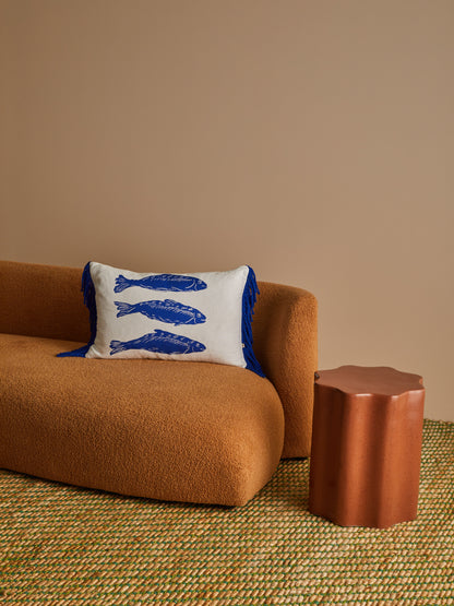 Sardines Blue Linen Cushion