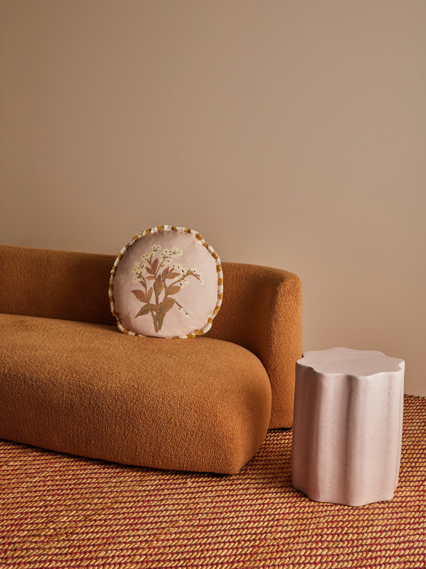 Forget Me Not Caramel 50cm Round Cushion