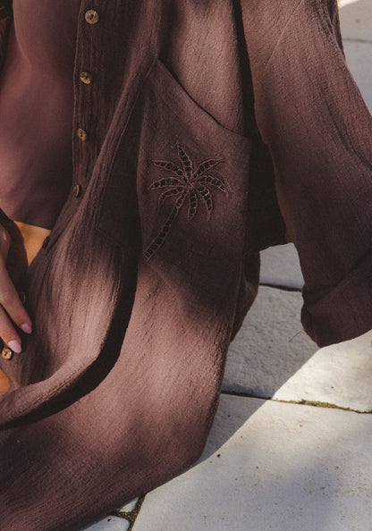 Palm Shirt Dress ~ Espresso