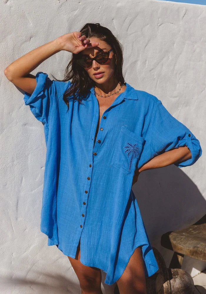 Palm Shirt Dress ~ Oceano