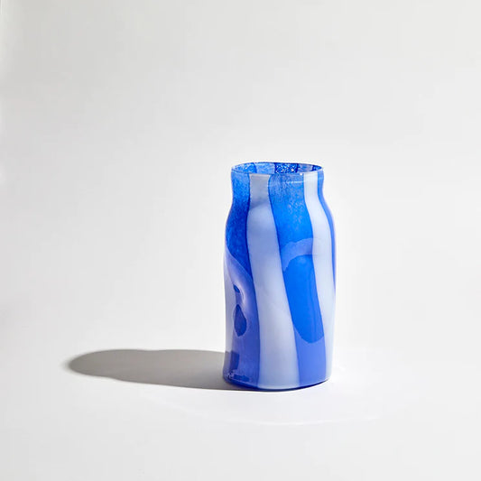 Candy Cylinder Vase Cobalt/White