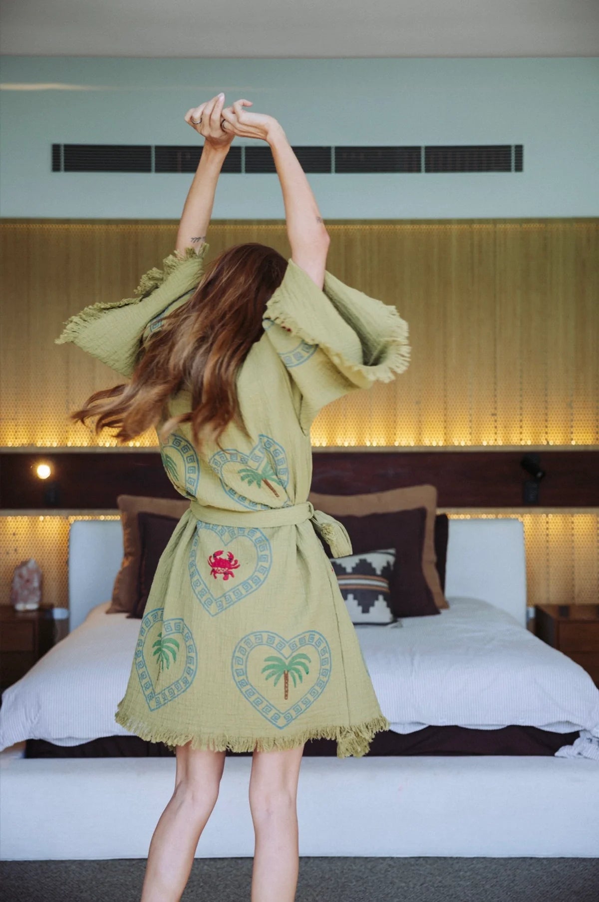 Midi Kiwi Robe ~ Palm Tree + Crab