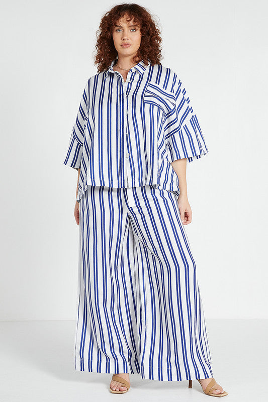 Elastic Waist Pants Stripe