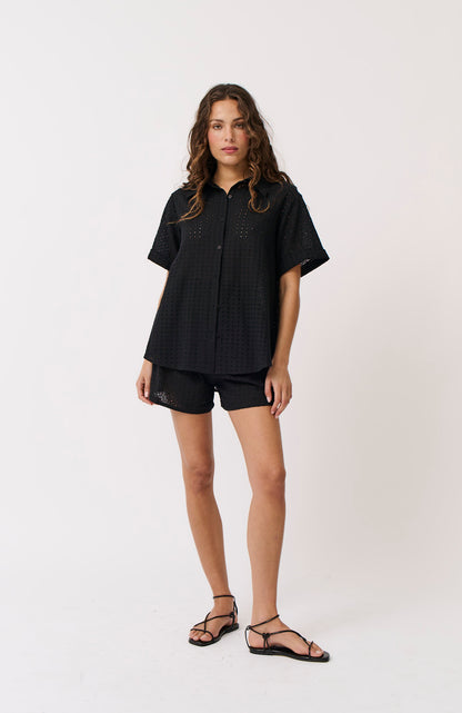 Bella Short - Black Broderie