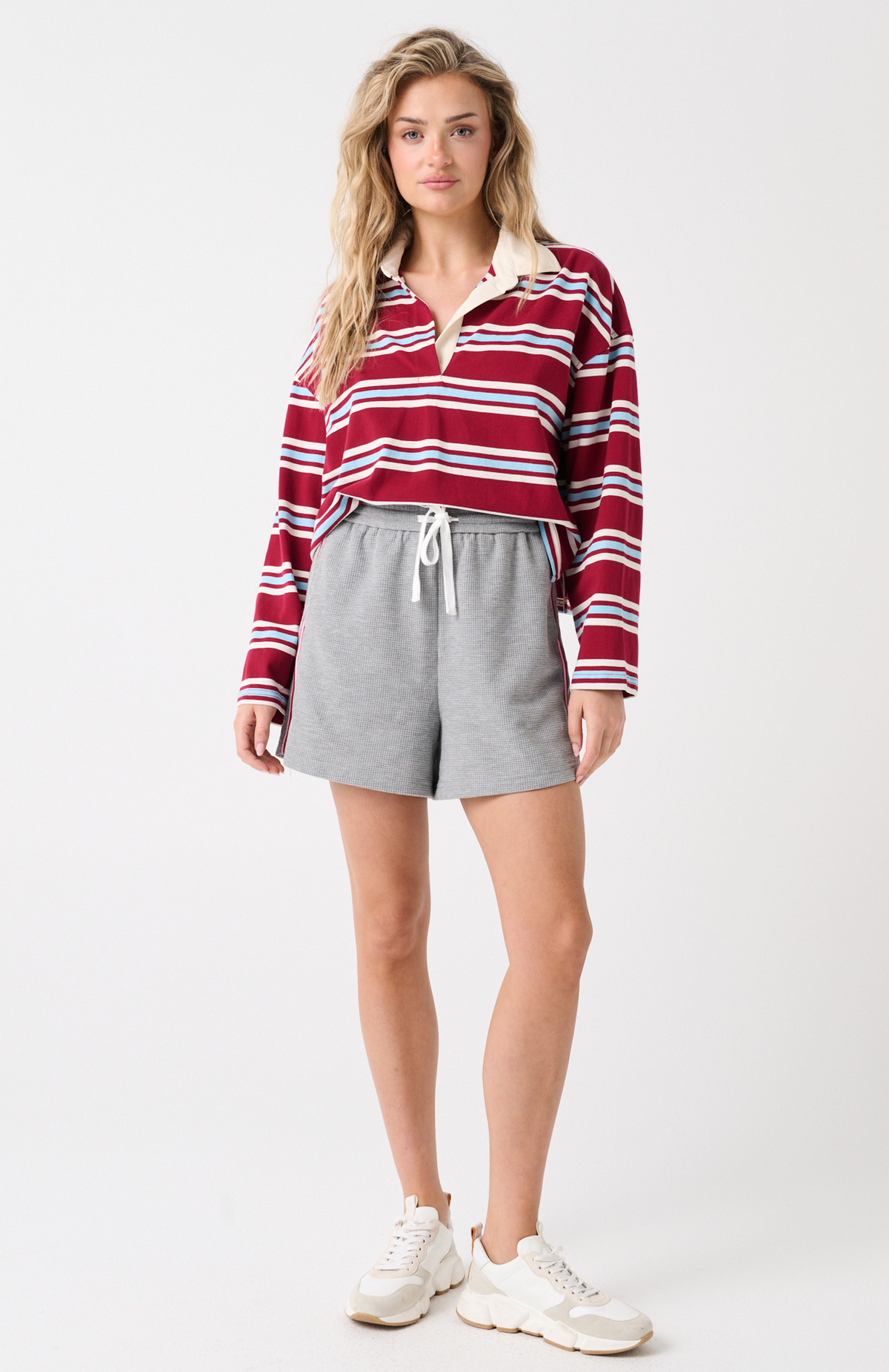 Alissa Rugby Tee- Raspberry Stripe