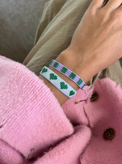 Lilac + Green Beaded Bracelet